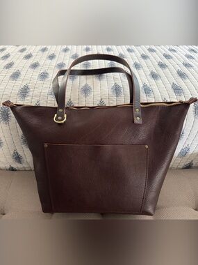 Portland Leather Goods Large zippered tote in coldbrew